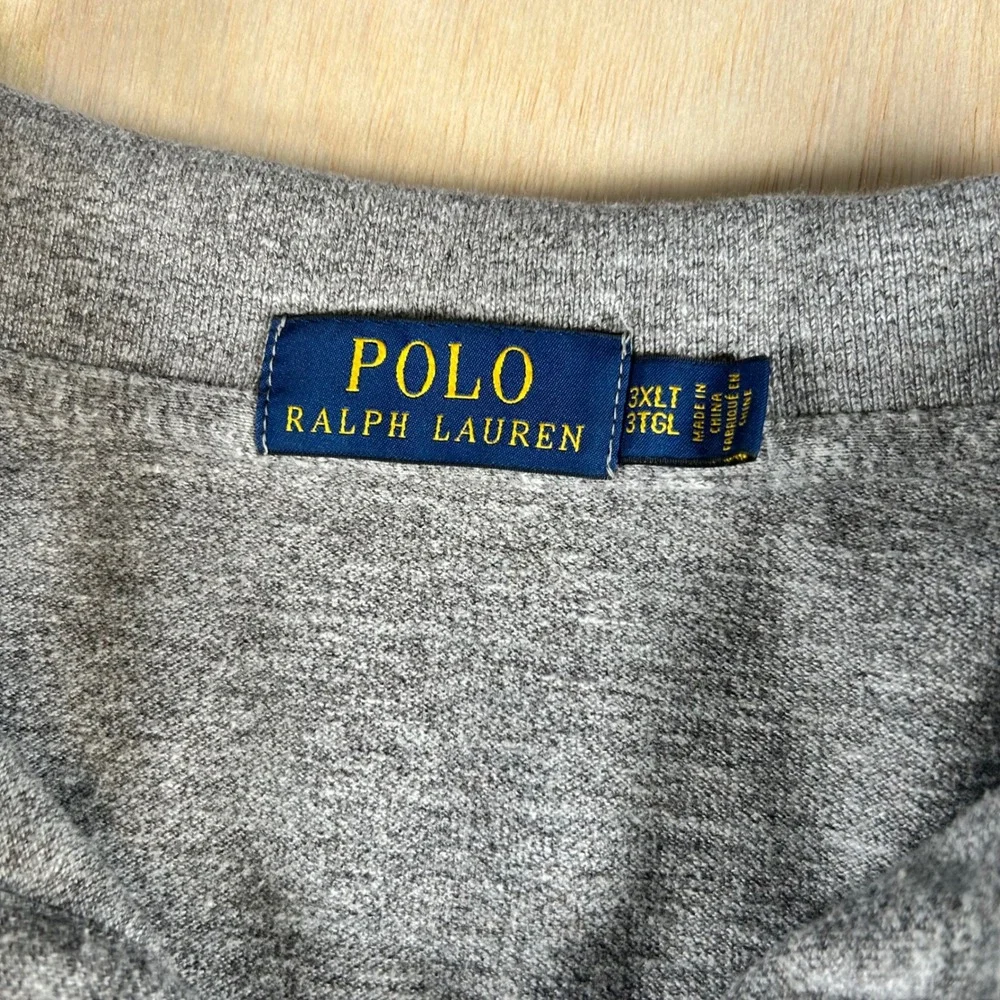 Polo Ralph Lauren Men 3XLT Gray Short Sleeve Pony Logo Jersey Polo Big Tall
